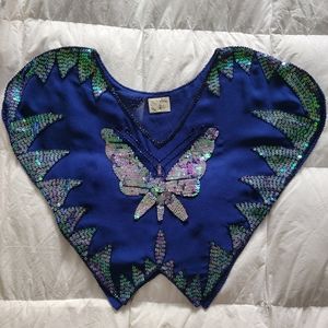 Free People Small Hand Beaded Sequin Blouse